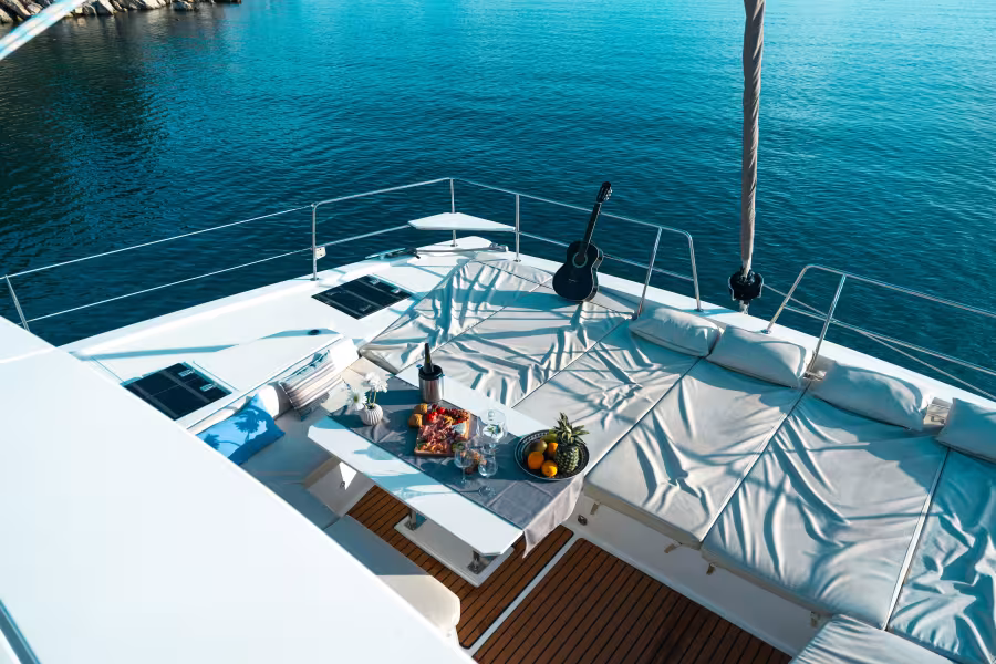 Olea Catamaran on green Ionian Sea